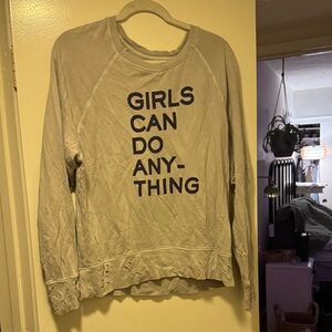 Zadig & Voltaire Tan Crew Sweatshirt Girls Can Do Anything